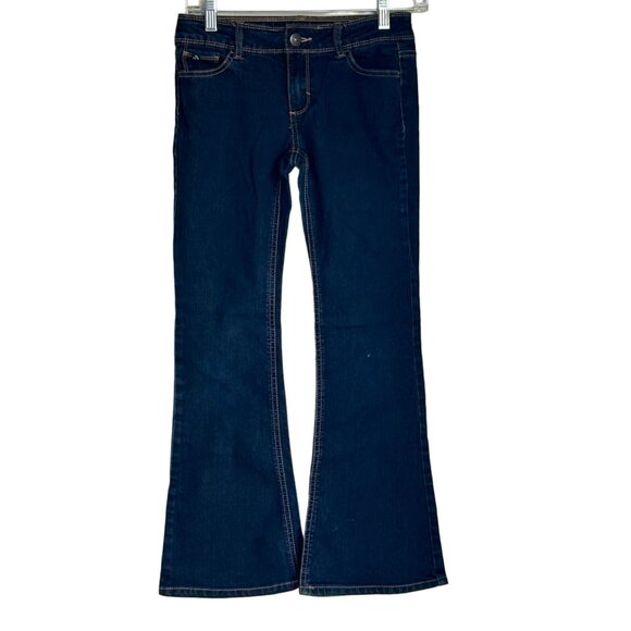 JORDACHE Youth Girls Size 12 Dark Wash Flare Leg Stretch - Picture 1 of 16